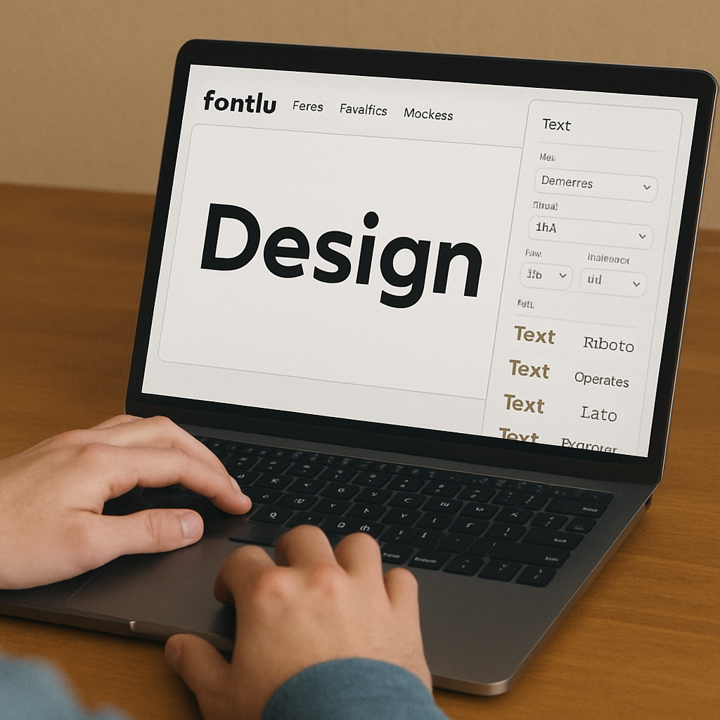 Designer using Fontlu on a laptop